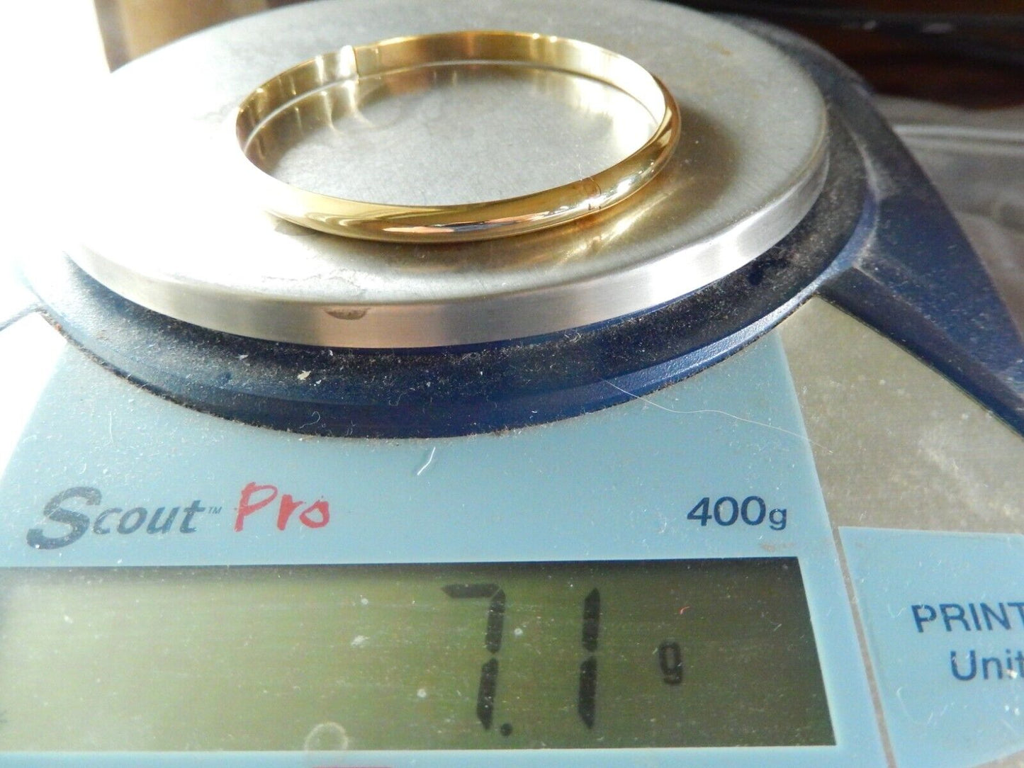 *VINTAGE* Smooth High Polished 5mm Wide Gold Vermeil Hinged Bangle Bracelet