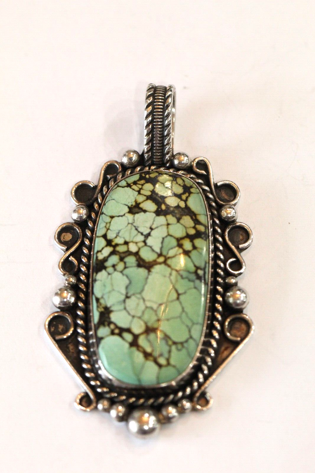 LARGE - Navajo David Umpleby Santa Fe STERLING DEU Spiney Webb Turquoise Pendant