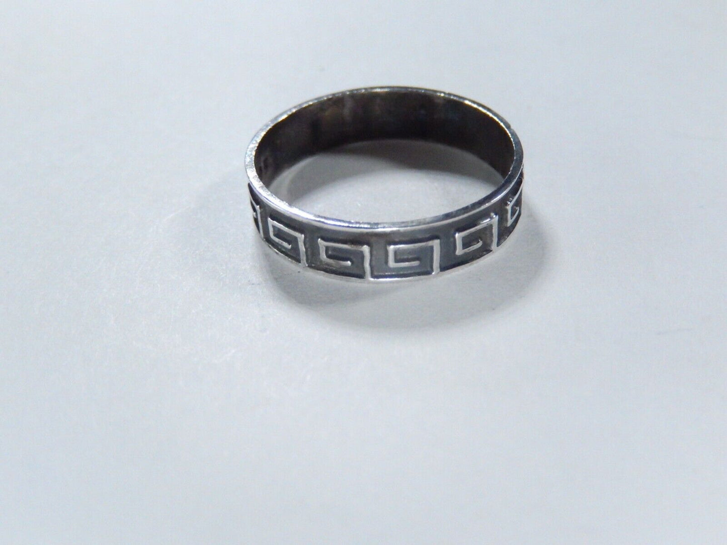 Sterling Silver Geometric 4.25 mm Wide Tribal Band Ring 925 Sz 6.25