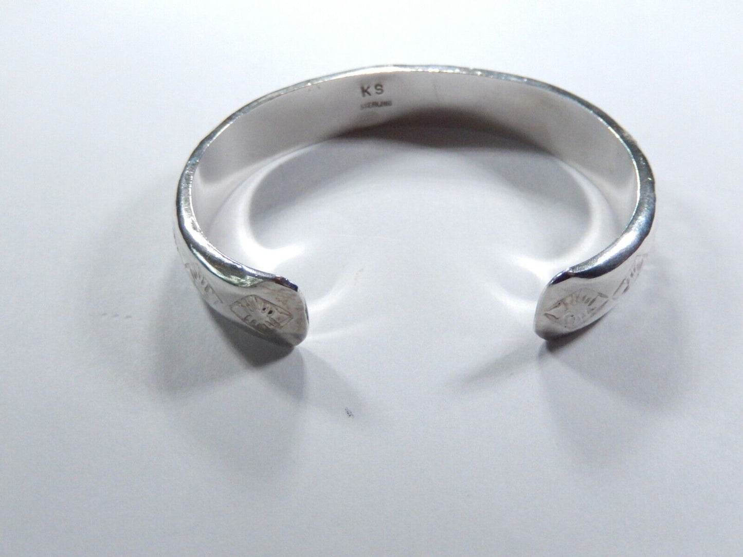 Vtg Native American Navajo Sterling Silver Cuff Bracelet Signed KS Kirk Smith