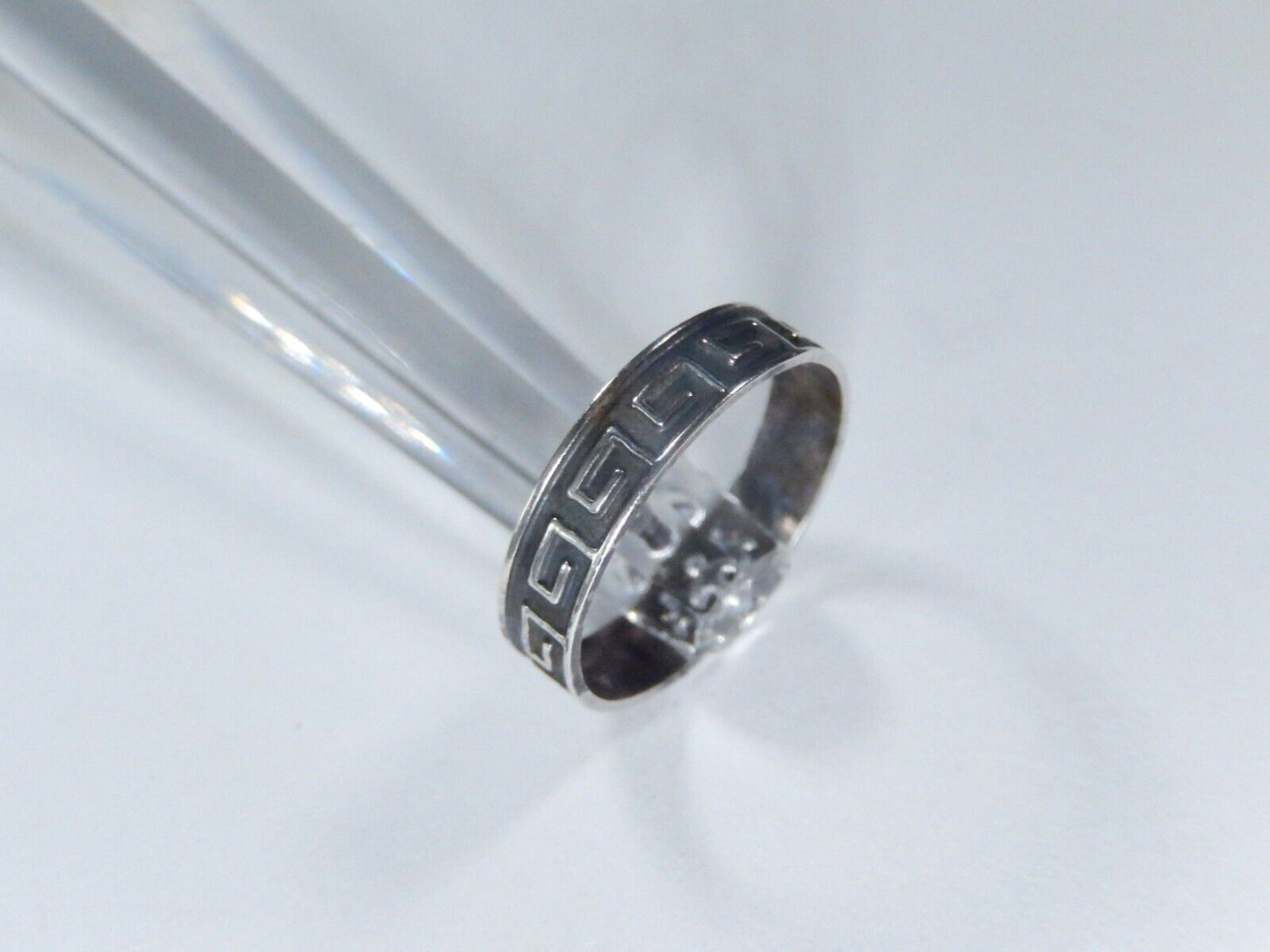 Sterling Silver Geometric 4.25 mm Wide Tribal Band Ring 925 Sz 6.25