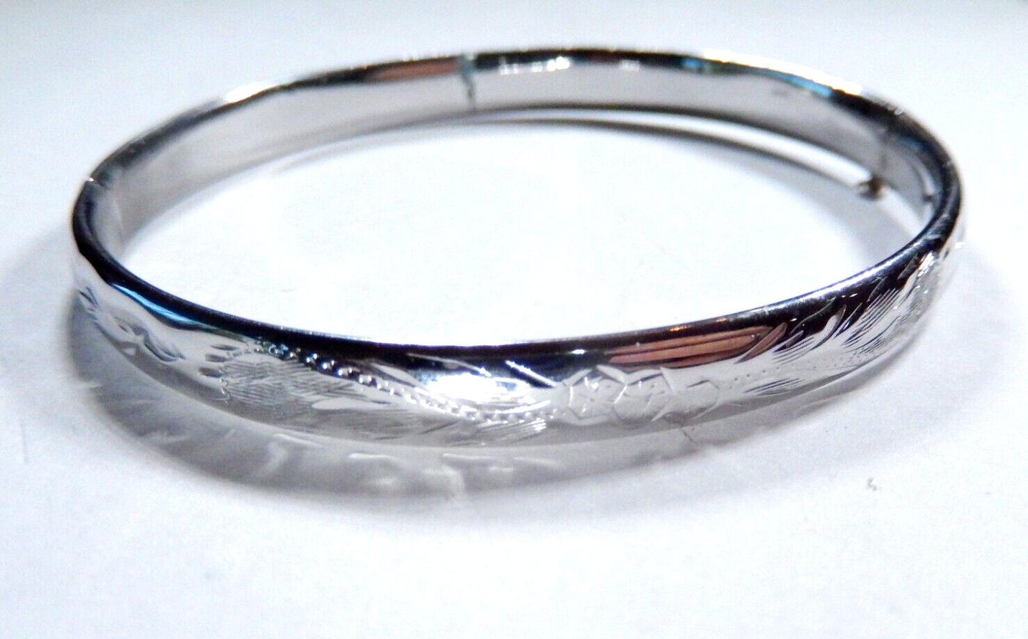 Vintage Sterling Silver 925 Hollow Hinged Signed HFB Bangle Bracelet