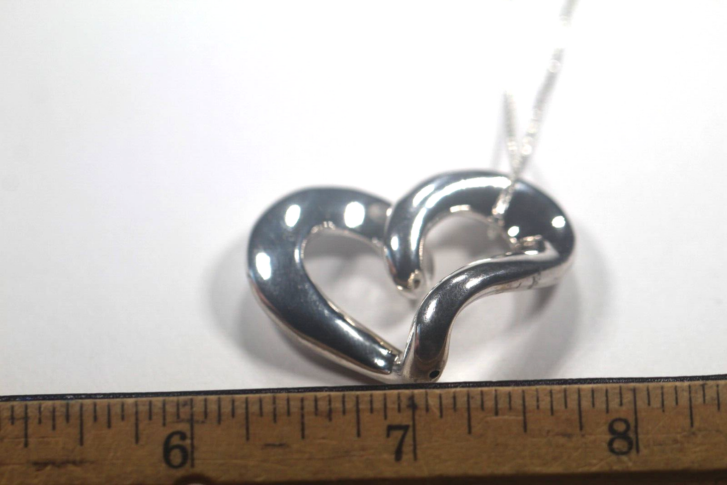 Large 1 5/8” Vintage OTC Sterling Silver Heart Slide Pendant w/20" Box Chain 925