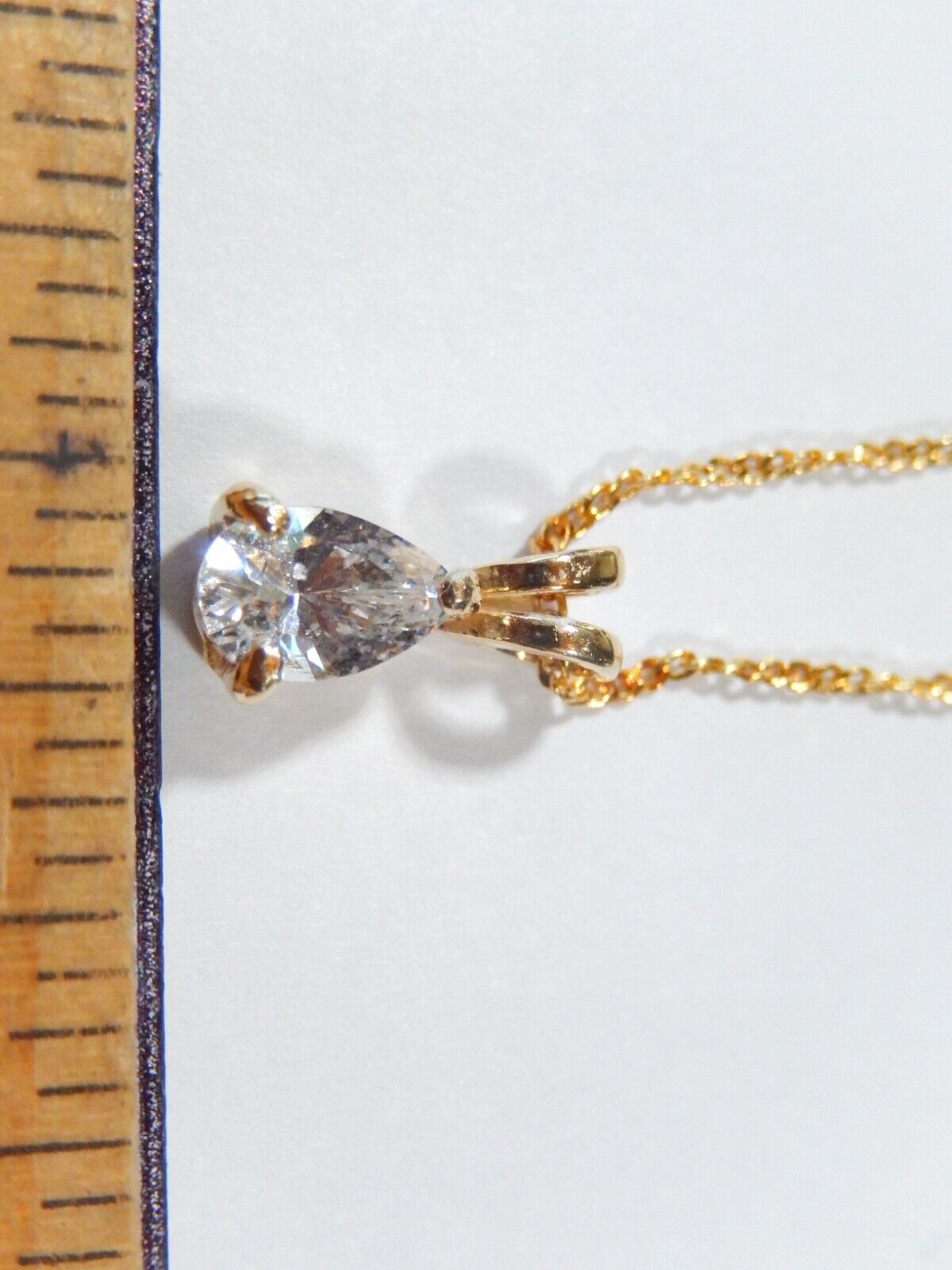 Gold Vermeil 75CT Pear Shape Solitaire Cubic Zirconia Pendant with 18 chain