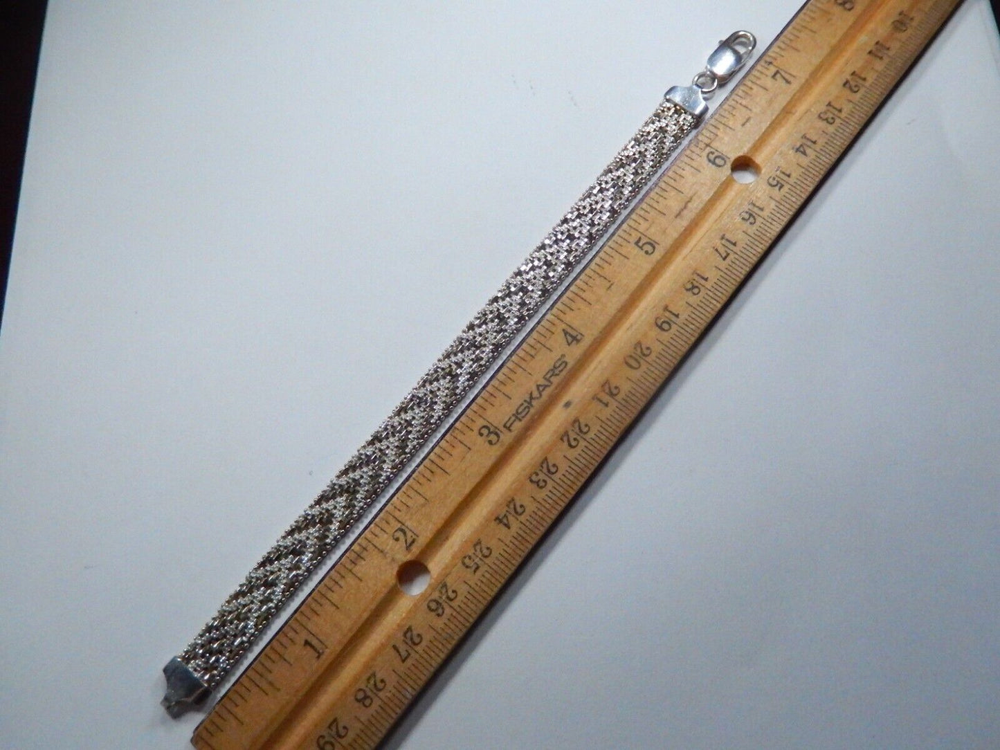 Vintage Italy 925 Thick Heavy 9mm Wide Chevron Mesh Bracelet Sterling Silver-7"