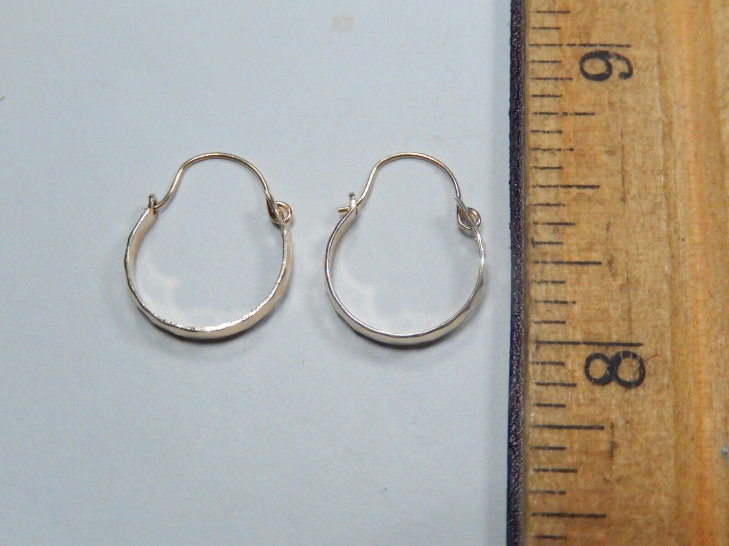 14k Yellow Solid Gold 13mm Hoop Fancy Design Classic Earrings