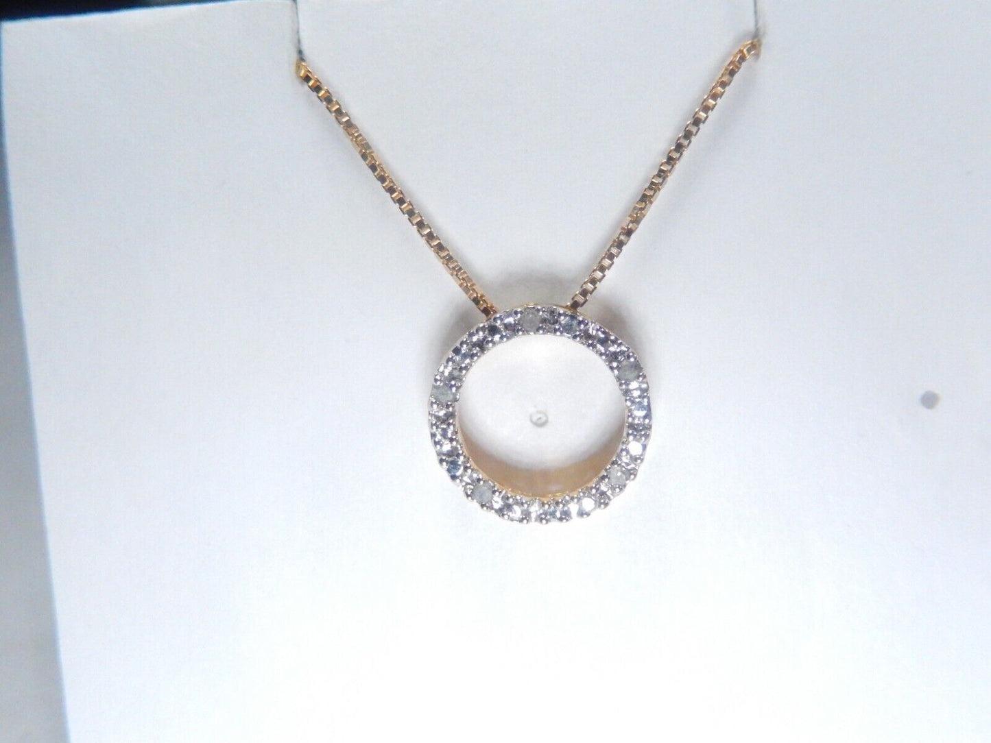 Vermeil Gold over Sterling Silver Diamond Circle Of Love pendant w/18"chain