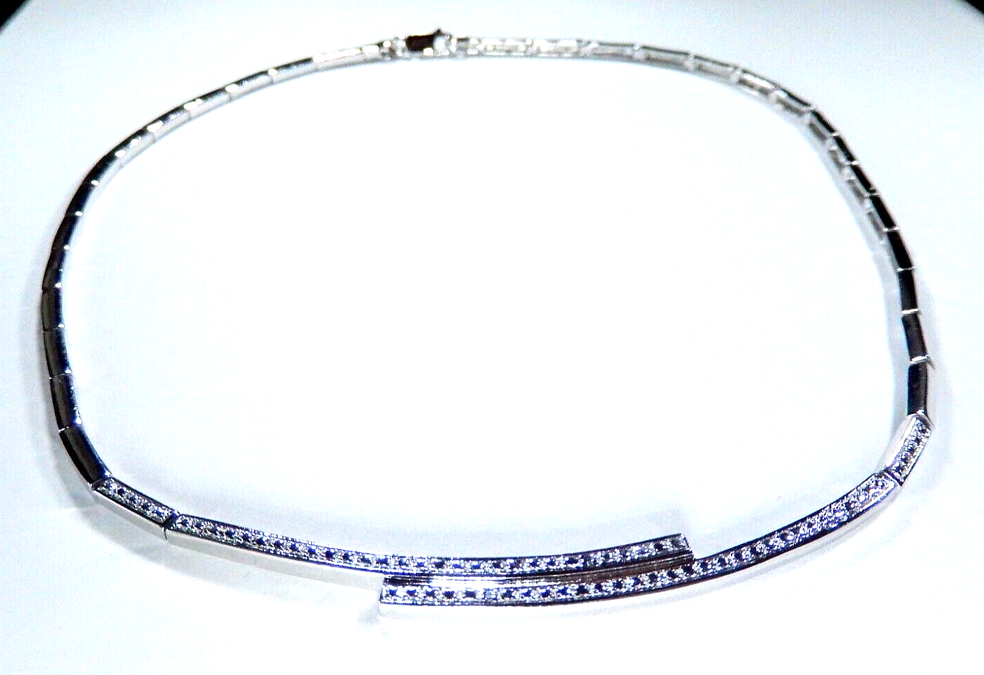 Ross Simons Ster Silver Rhodium Plated Diamond Accent Bar Link 17" Necklace