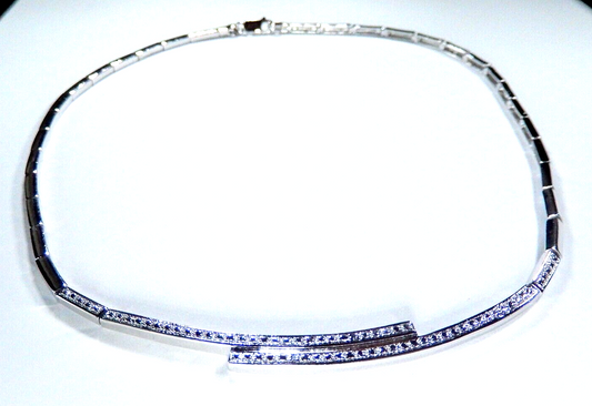 Ross Simons Ster Silver Rhodium Plated Diamond Accent Bar Link 17" Necklace