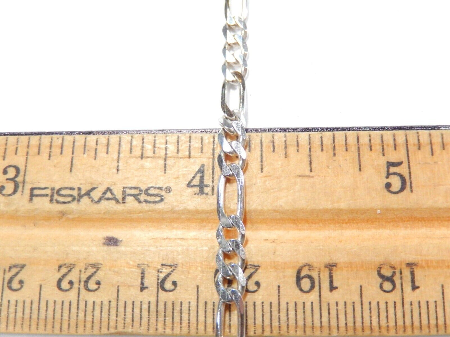 4.0mm Wide Sterling Silver Figaro Solid Chain Bracelet 925 Italy 6.75"