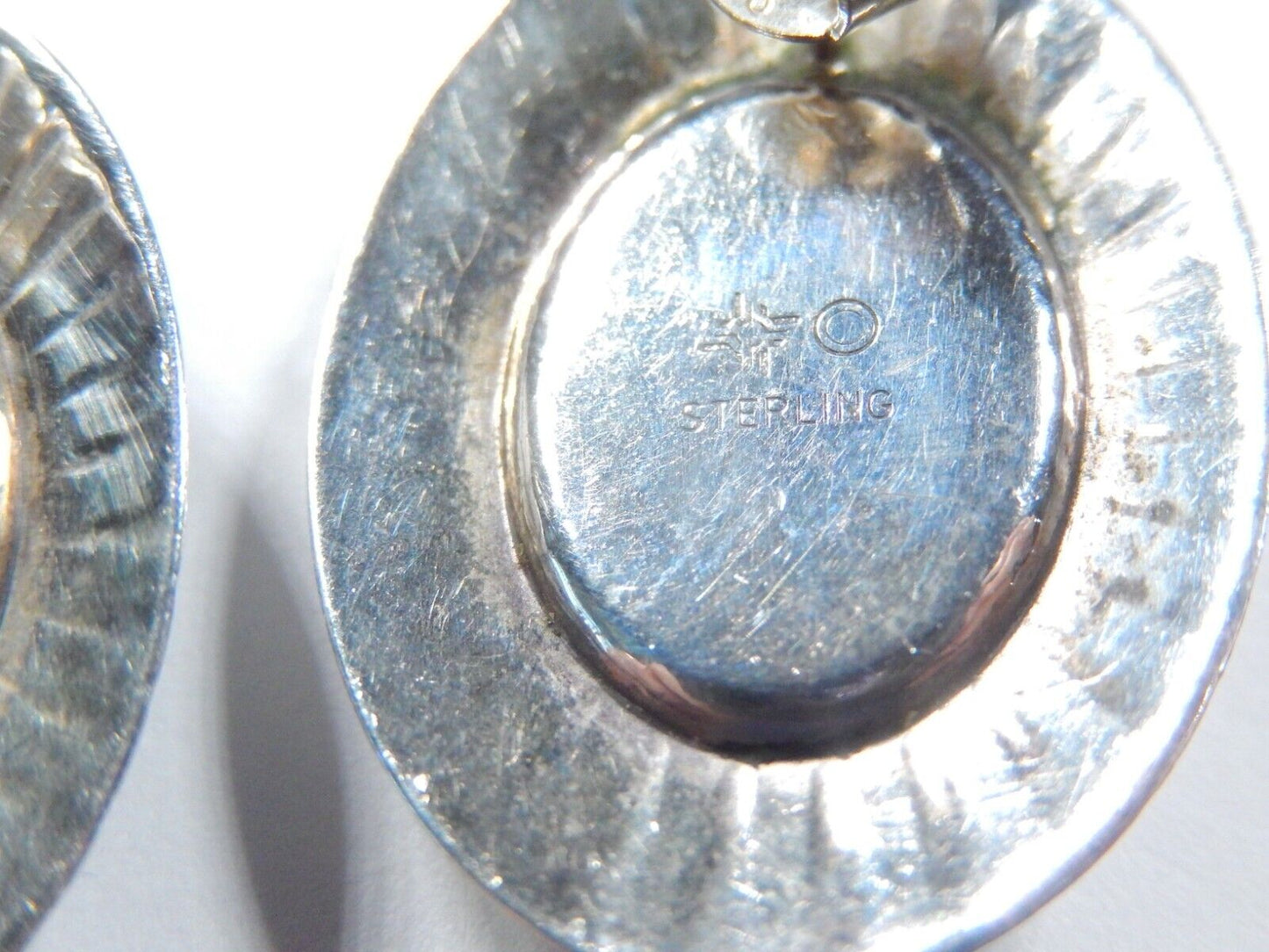 *VINTAGE*  Native American Sterling Silver Turquoise Post Earrings 1" x 3/4"