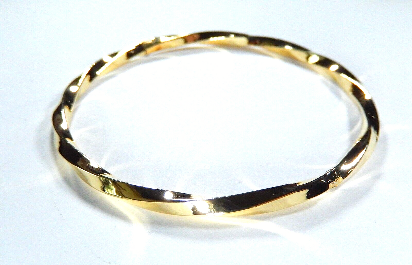 Beautiful 4.0 mm Wide Gold Vermeil .925 Twisted Hinged Bangle Bracelet