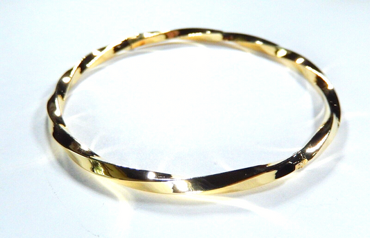 Beautiful 4.0 mm Wide Gold Vermeil .925 Twisted Hinged Bangle Bracelet