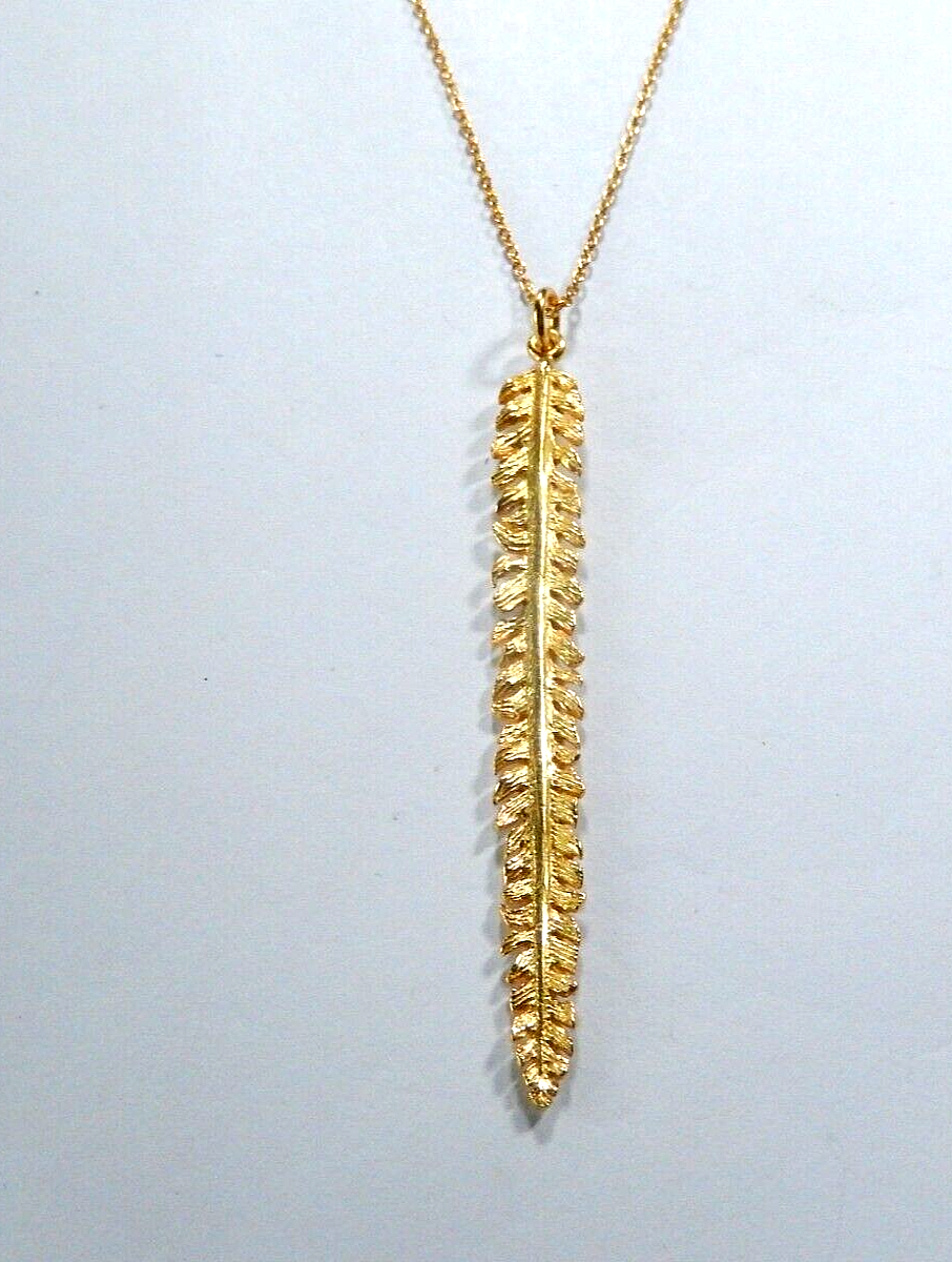 *VINTAGE*  Vermeil Gold 30" Chain With Gold Vermeil Leaf Pendant