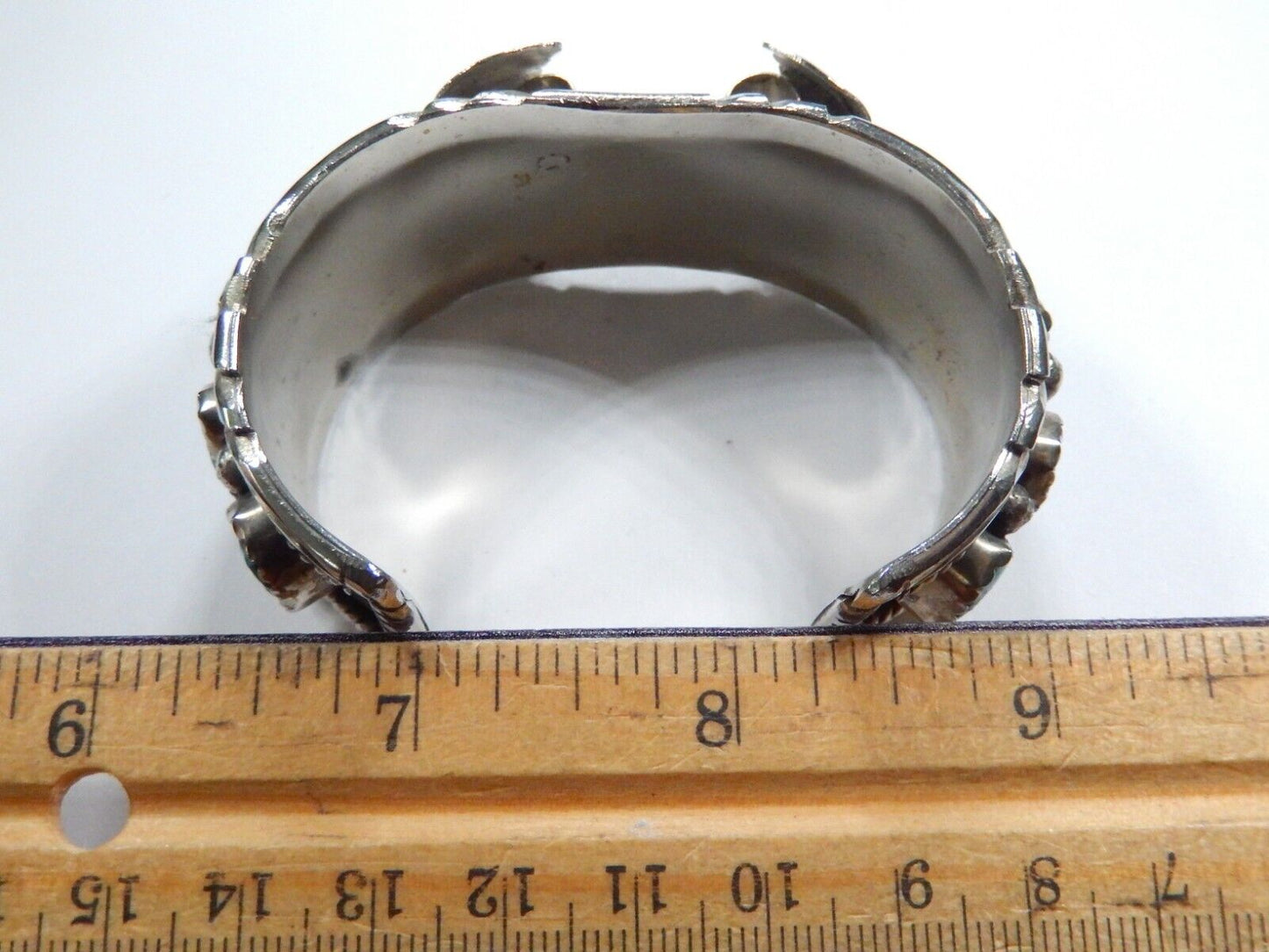 VTG Mens Native American Navajo Sterling Silver Turquoise Watch Cuff Bracelet