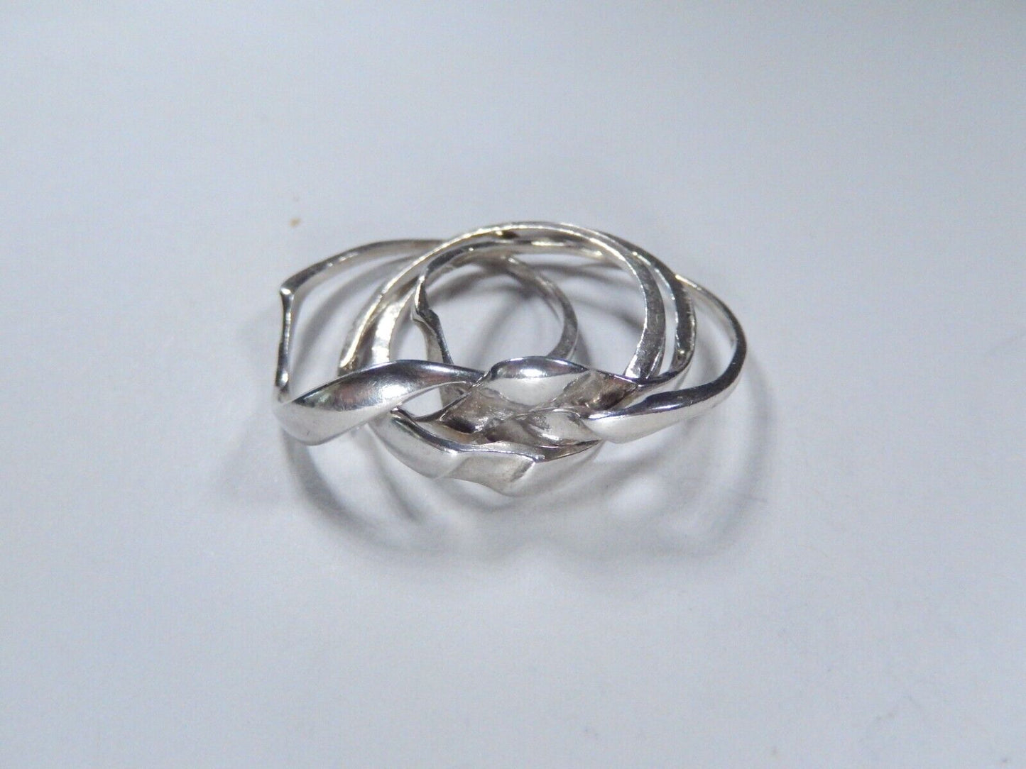 Sterling Silver Four Band Puzzle Ring 4.6 grams - size 7.5