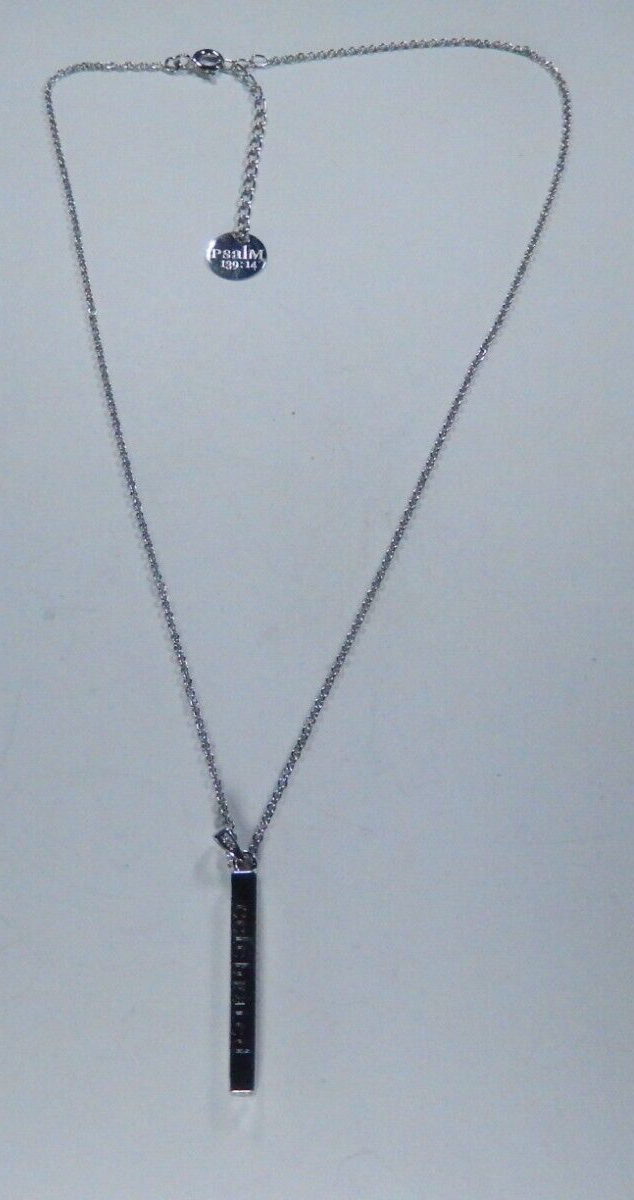 Sterling Silver Bible Verse Psalm 139:14 Engraved Spiritual Pendant Necklace