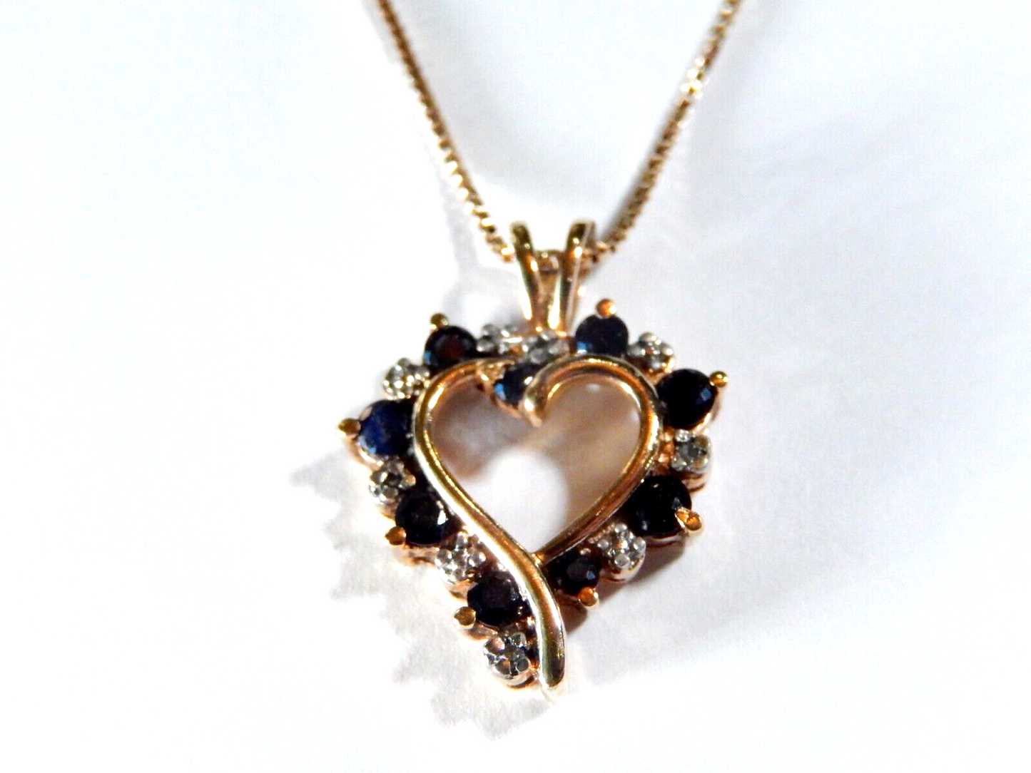 Ross Simon Gold Vermeil 925 Sapphire Diamond Heart Pendant w18 Vermeil Chain
