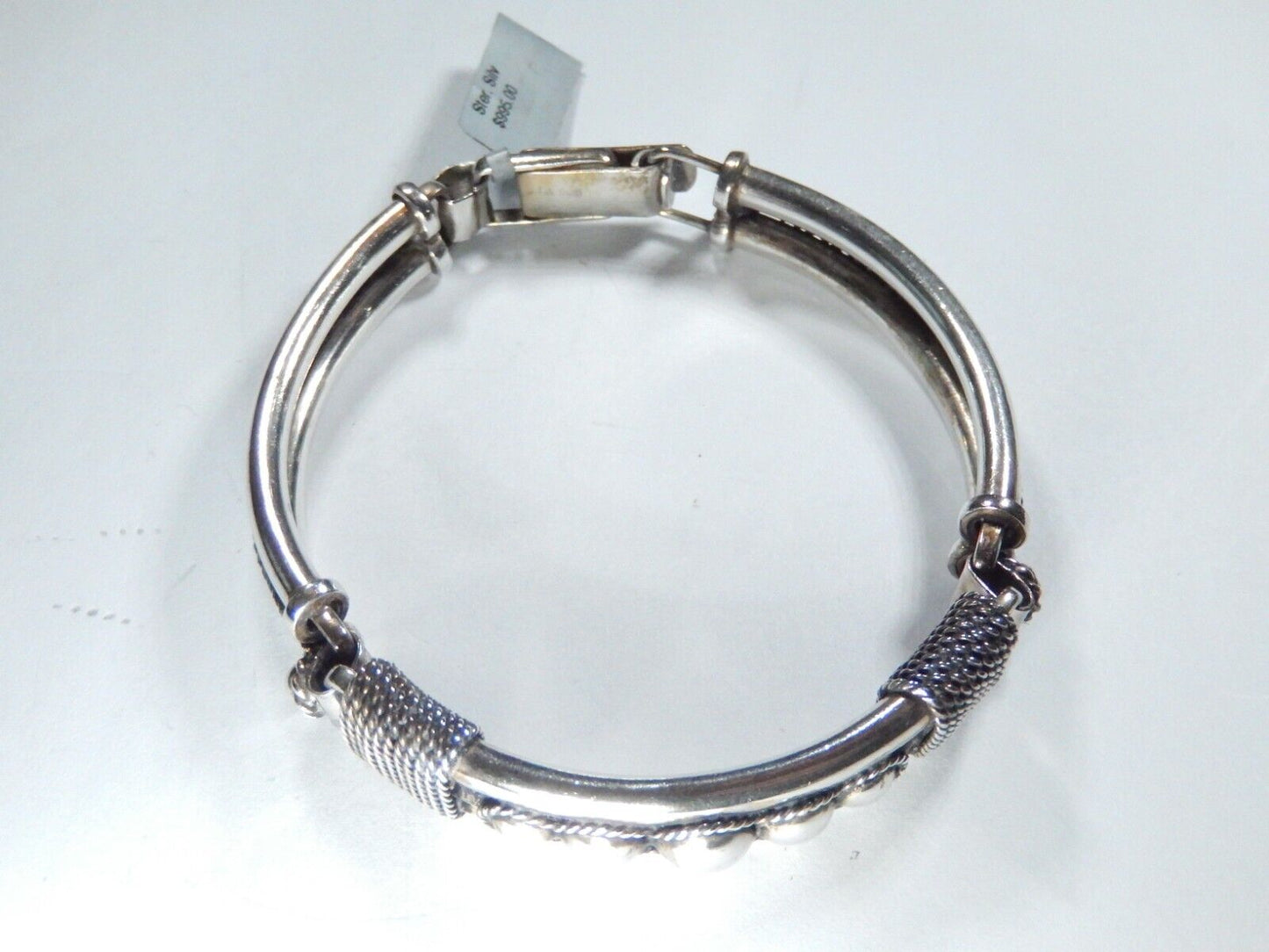*VINTAGE* -  Sterling Silver Artist "BA" Beaded Link Bracelet 8"L x 1/2"W-44gms