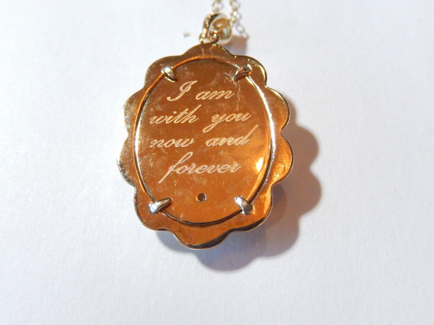 14kt Over Sterling Silver  CZ I AM WITH YOU NOW AND FOREVER ANGEL PENDANT wchan