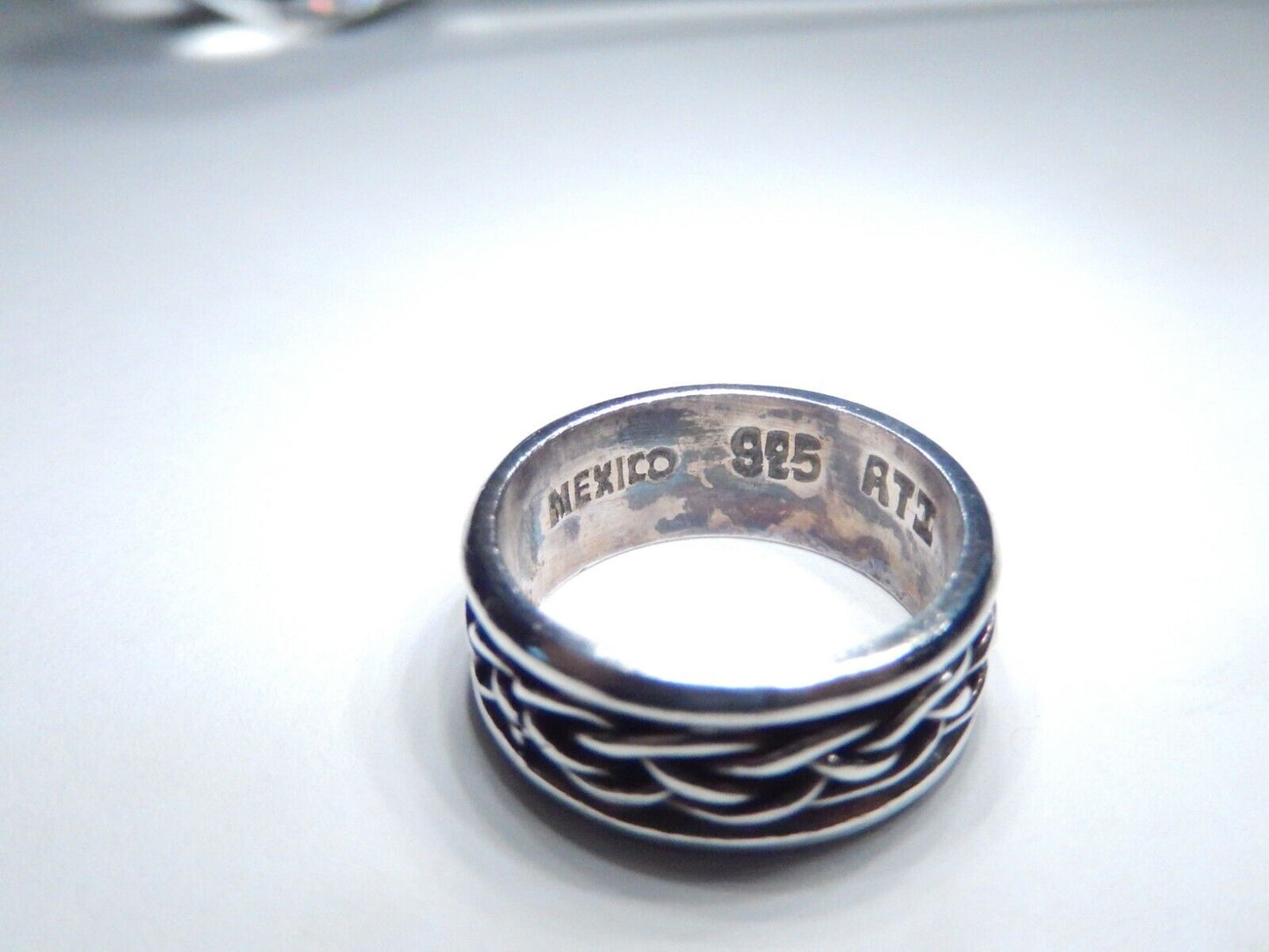 Vintage Mexico 925 Sterling Silver 8mm Braided Rope Wire Size 6.75  Band Ring
