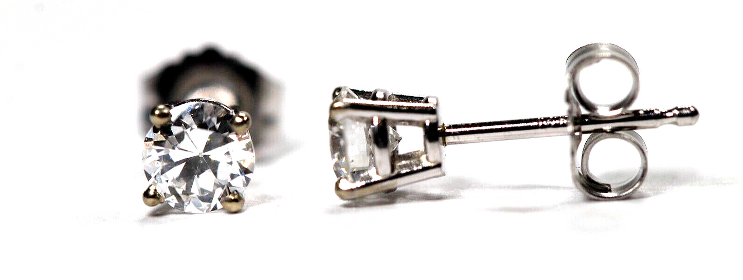 New!! Solid 14K White Gold .40 CT TW Natural Diamond  I-1 / H-I Stud Earrings