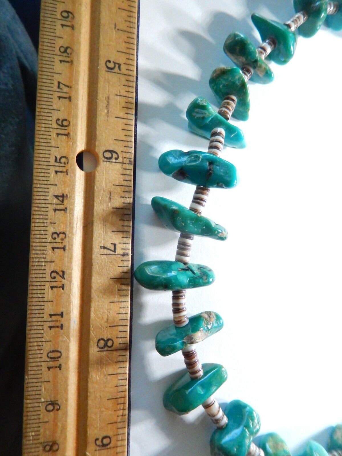 *VINTAGE*  Native American Turquoise Heishi Necklace 85 Grams - 30" Length
