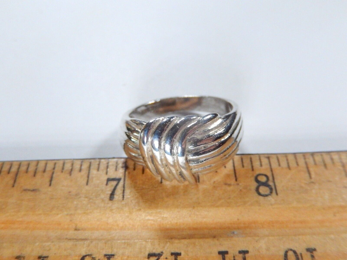 High Polish Grooved Bar Line Fashion Ring .925 Sterling Silver Band Sz 8