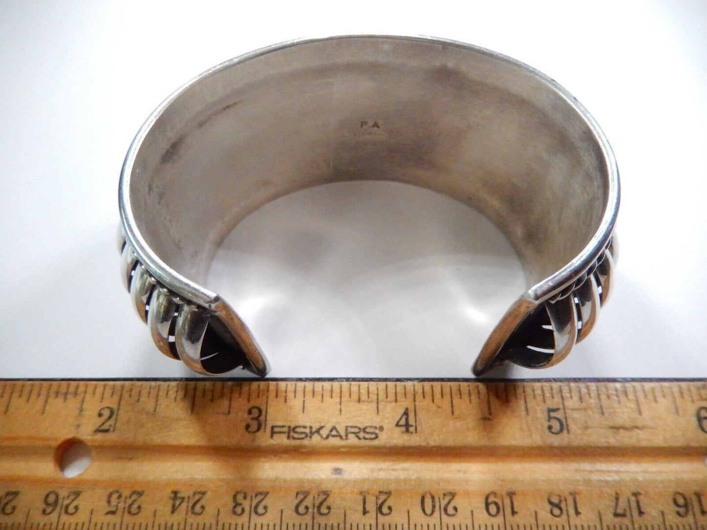 Vintage Native American Navajo PA Sterling Silver Cuff Bracelet Heavy 75grams