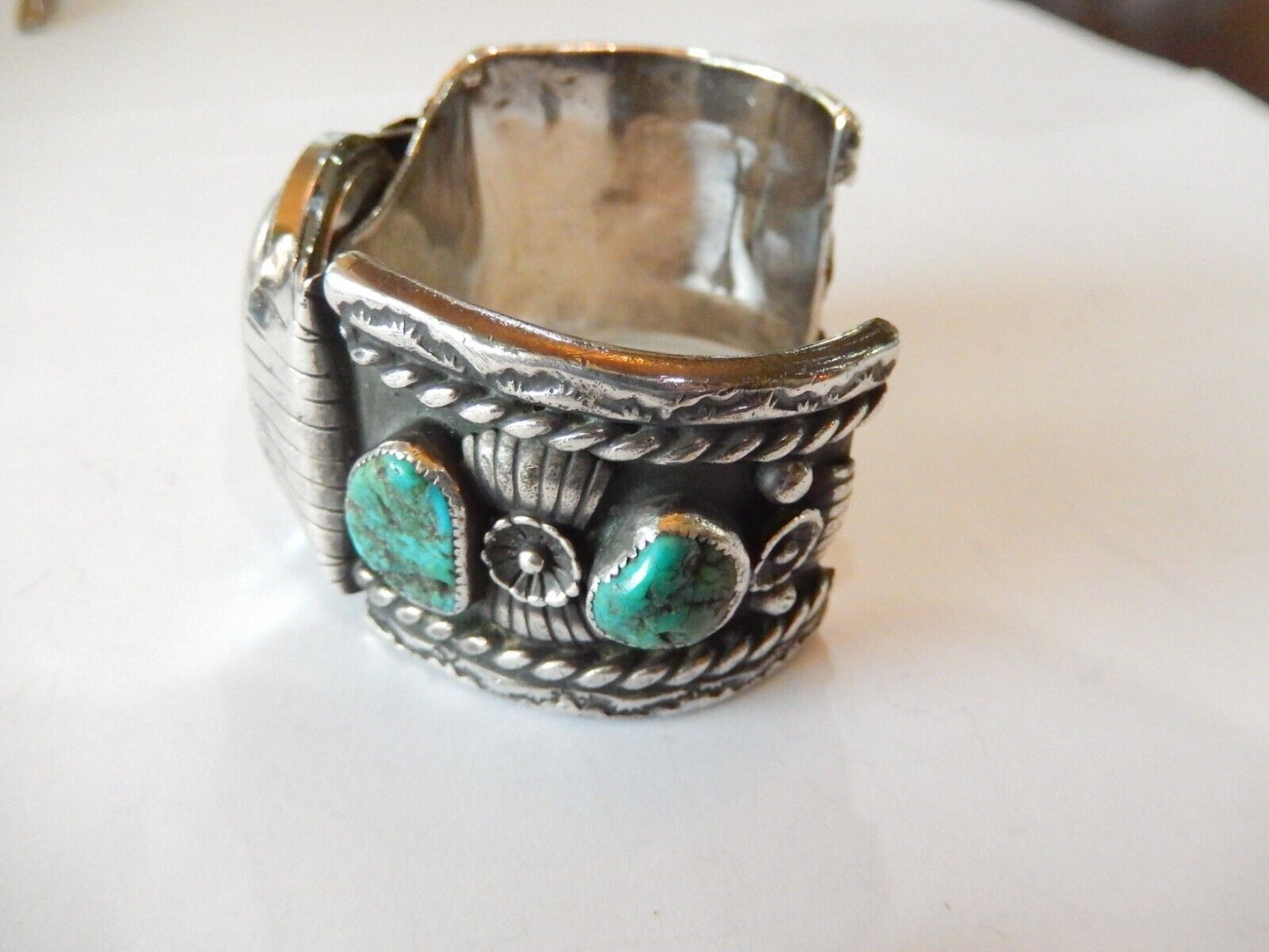 KEE YAZZIE  Navajo Indian Jewelry Sterling Silver  Turquoise Watch Cuff 157gm