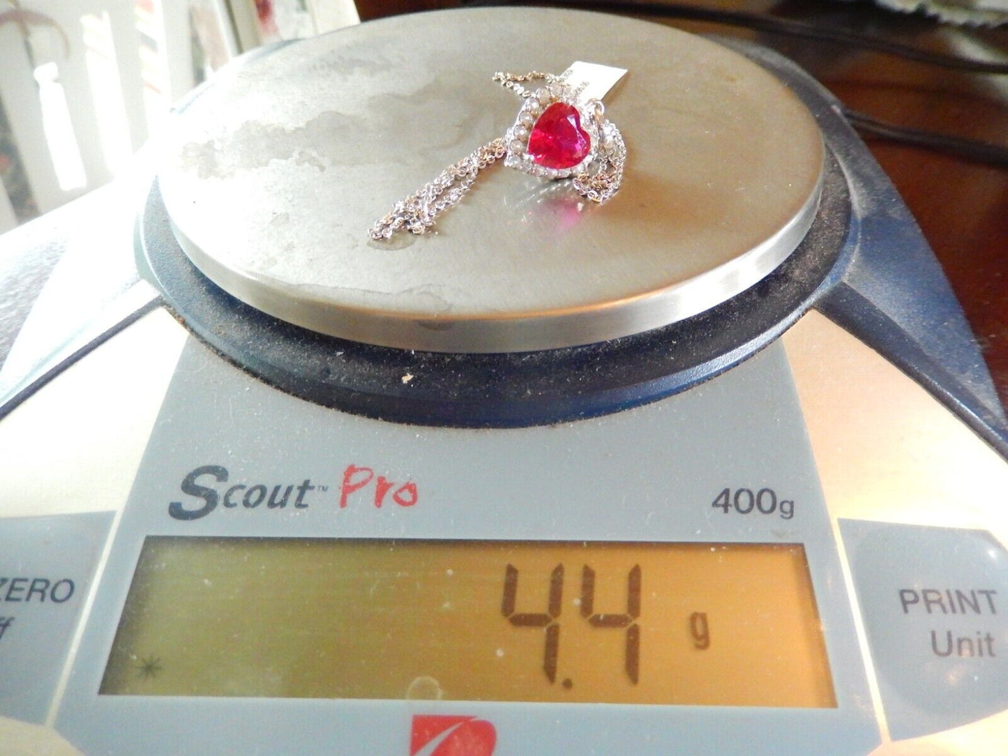Sterling Silver 4.00ct Simulated Red Ruby Heart Shaped Gemstone Pendant Necklace