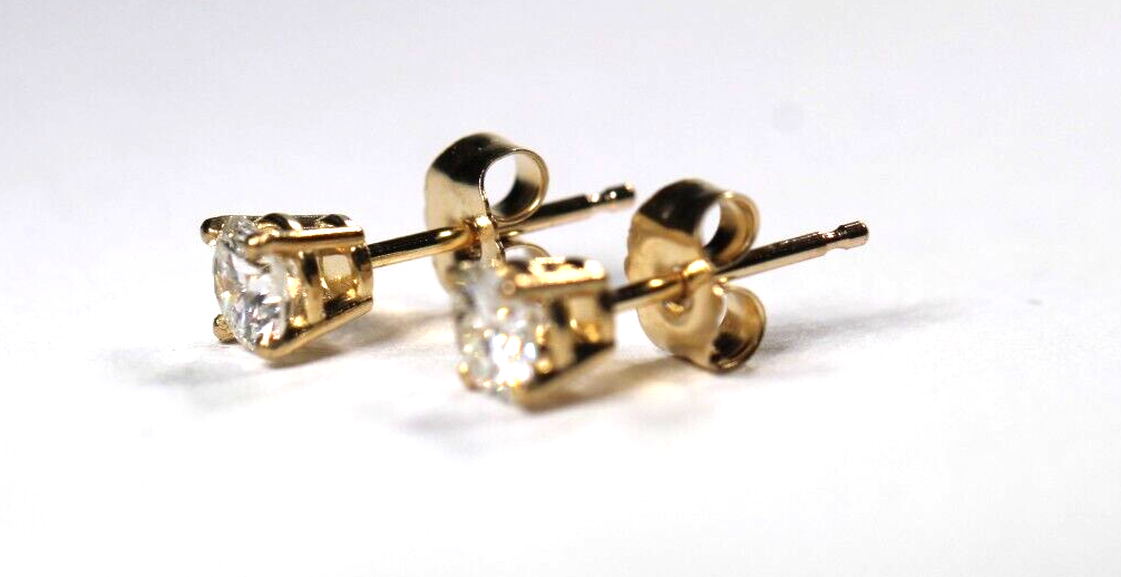 New!! Solid 14KYellow Gold .51 CT TW Natural Diamond Stud Earrings