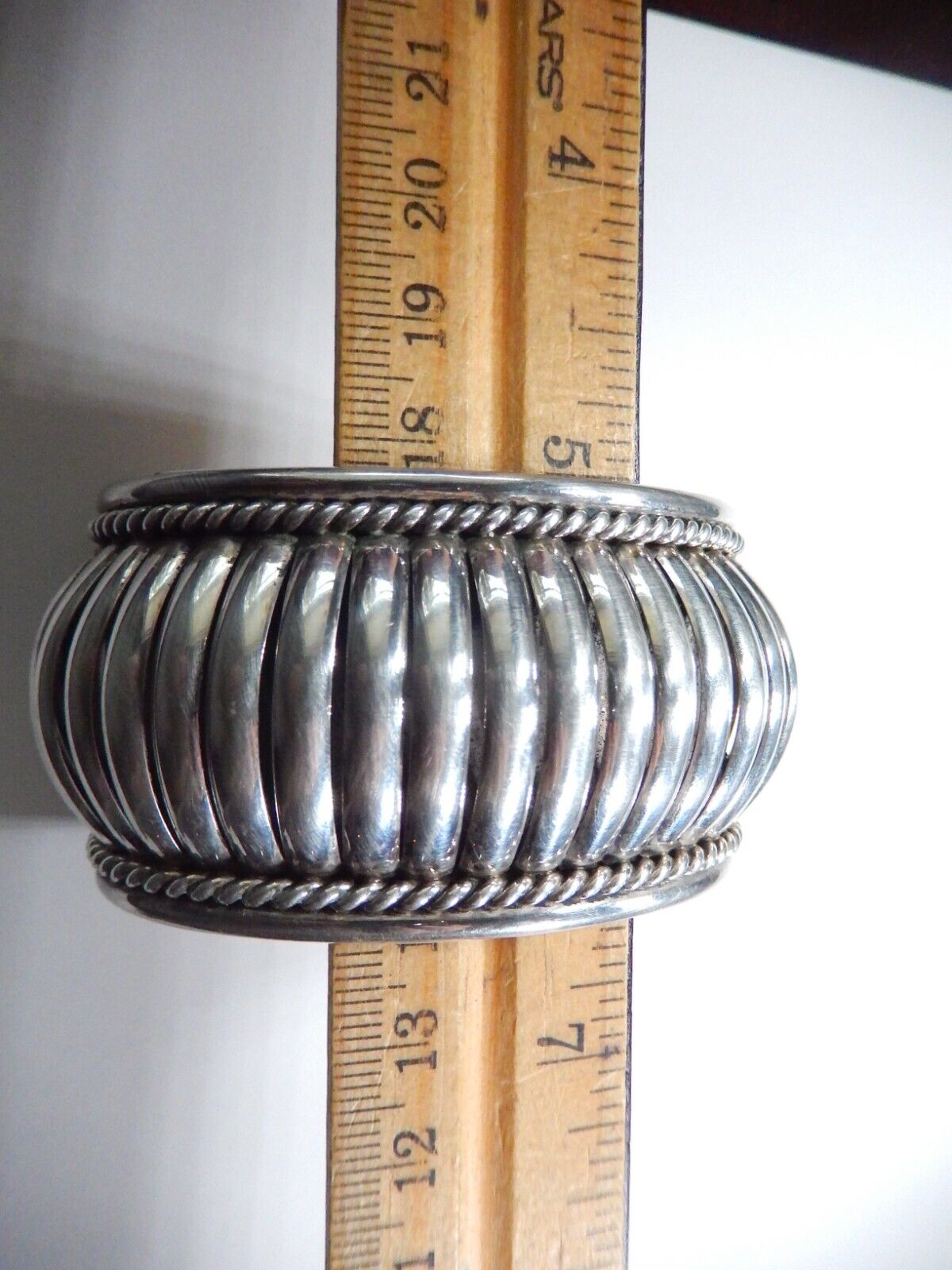 Vintage Native American Navajo PA Sterling Silver Cuff Bracelet Heavy 75grams