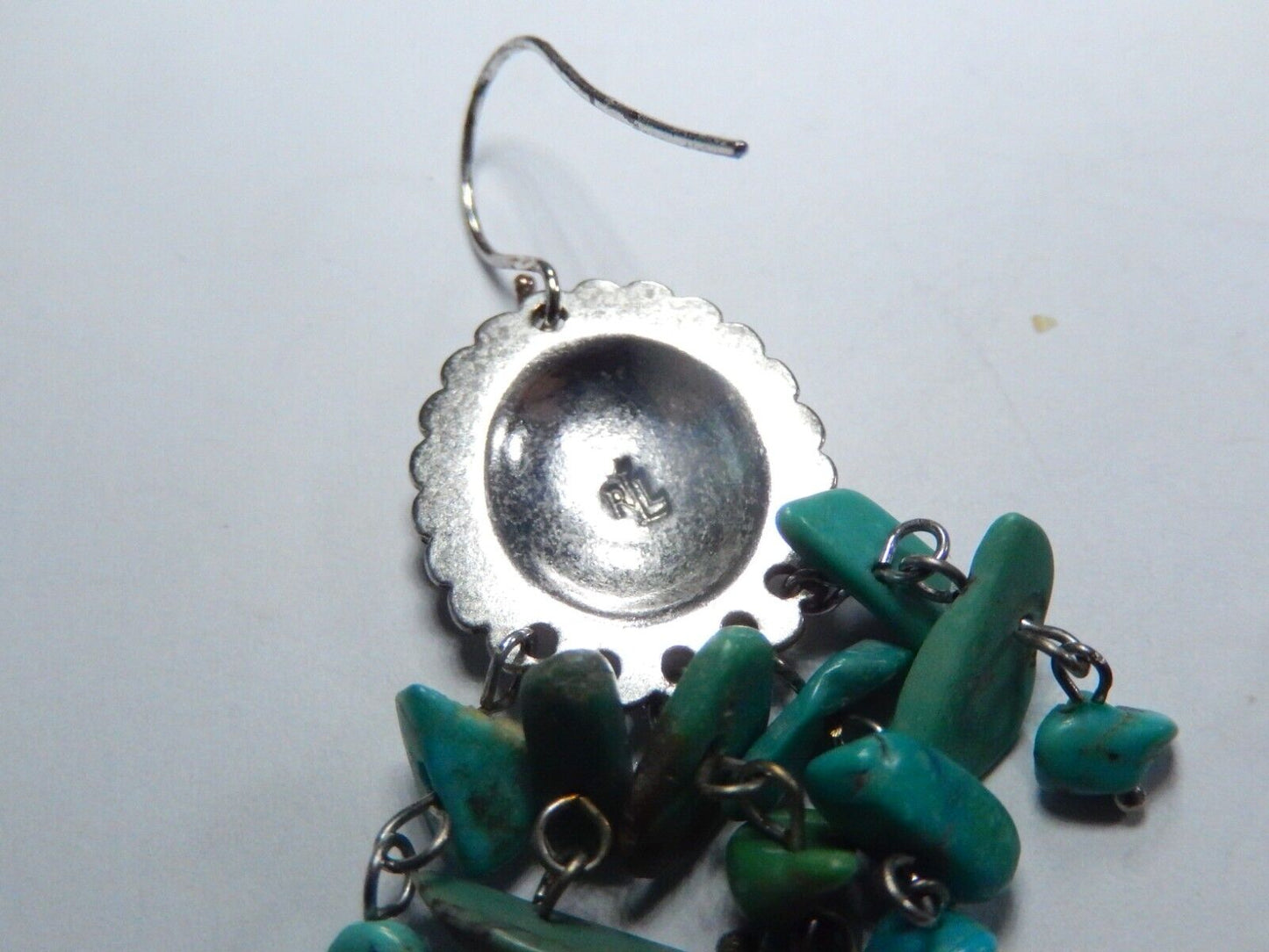 *VINTAGE*  RALPH LAUREN - RLL - STERLING SILVER TURQUOISE DANGLE EARRINGS