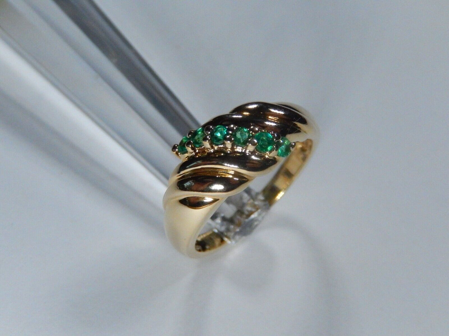 Ross Simons Gold Vermeil Sterling Green Lab Created Emerald Band Ring Size 8