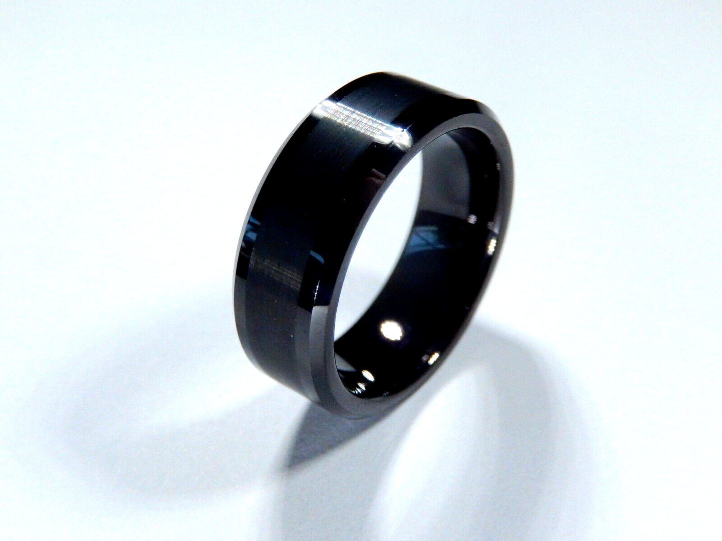 *NEW* 8mm Tungsten Carbide Black Brushed Comfort Fit Wedding Band Sz 8