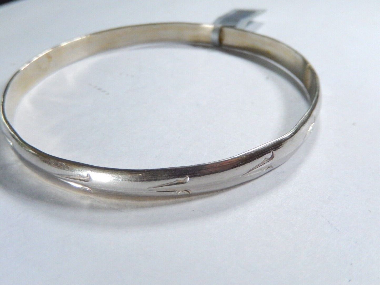 *VINTAGE* VERY OLD   Sterling Silver Echo En Mexico Hand Tooled Bangle Bracelet