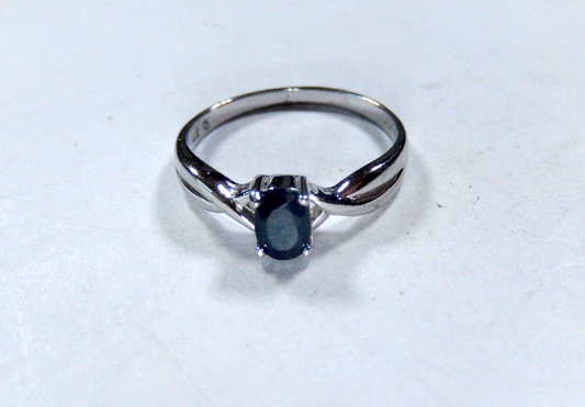 Vintage Ross Simons Sterling Silver 925 Sapphire Solitaire Ring Size 7.25