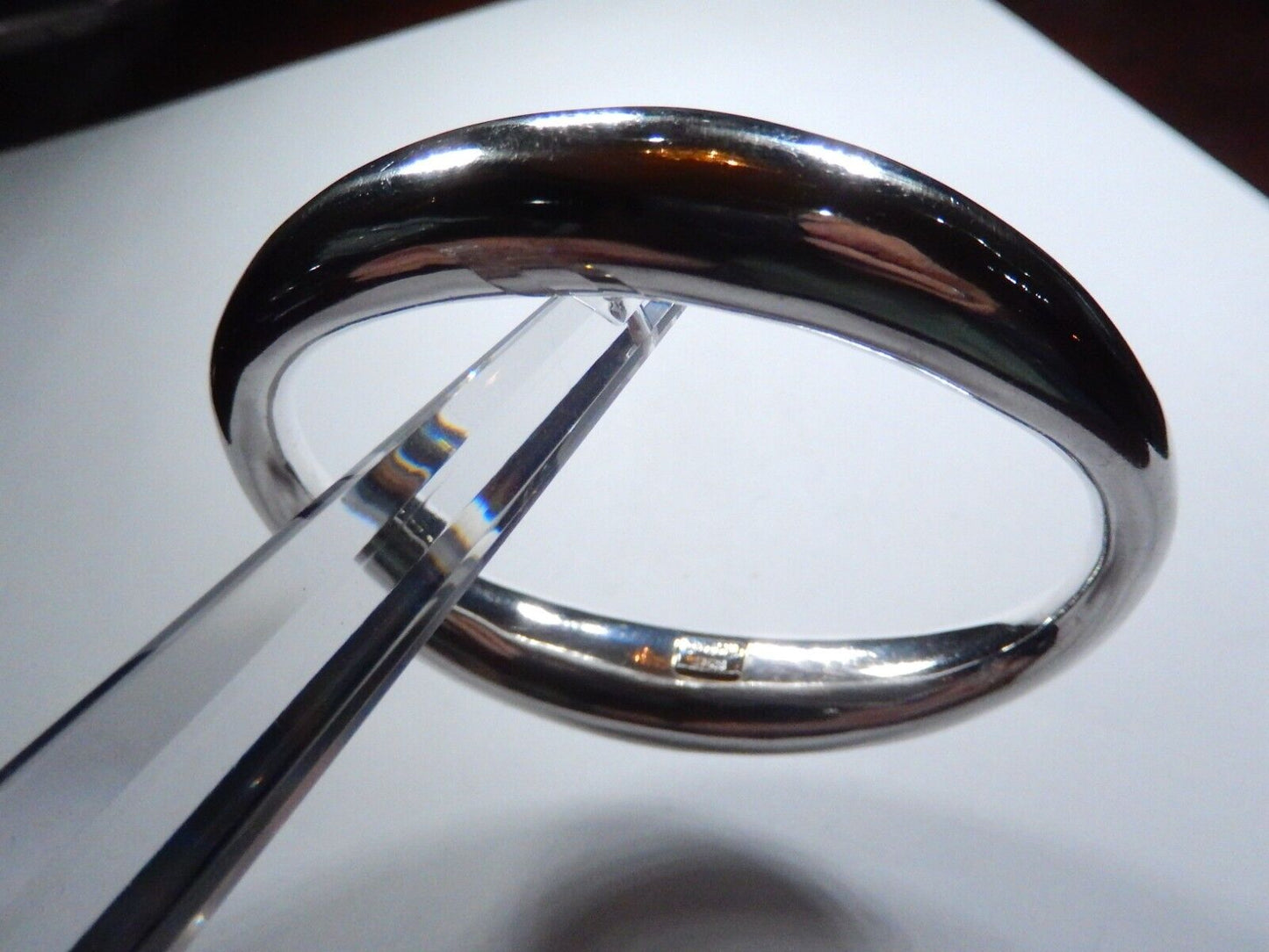 VINTAGE - Modernist Thick Oval Sterling Silver Smooth Bangle Bracelet