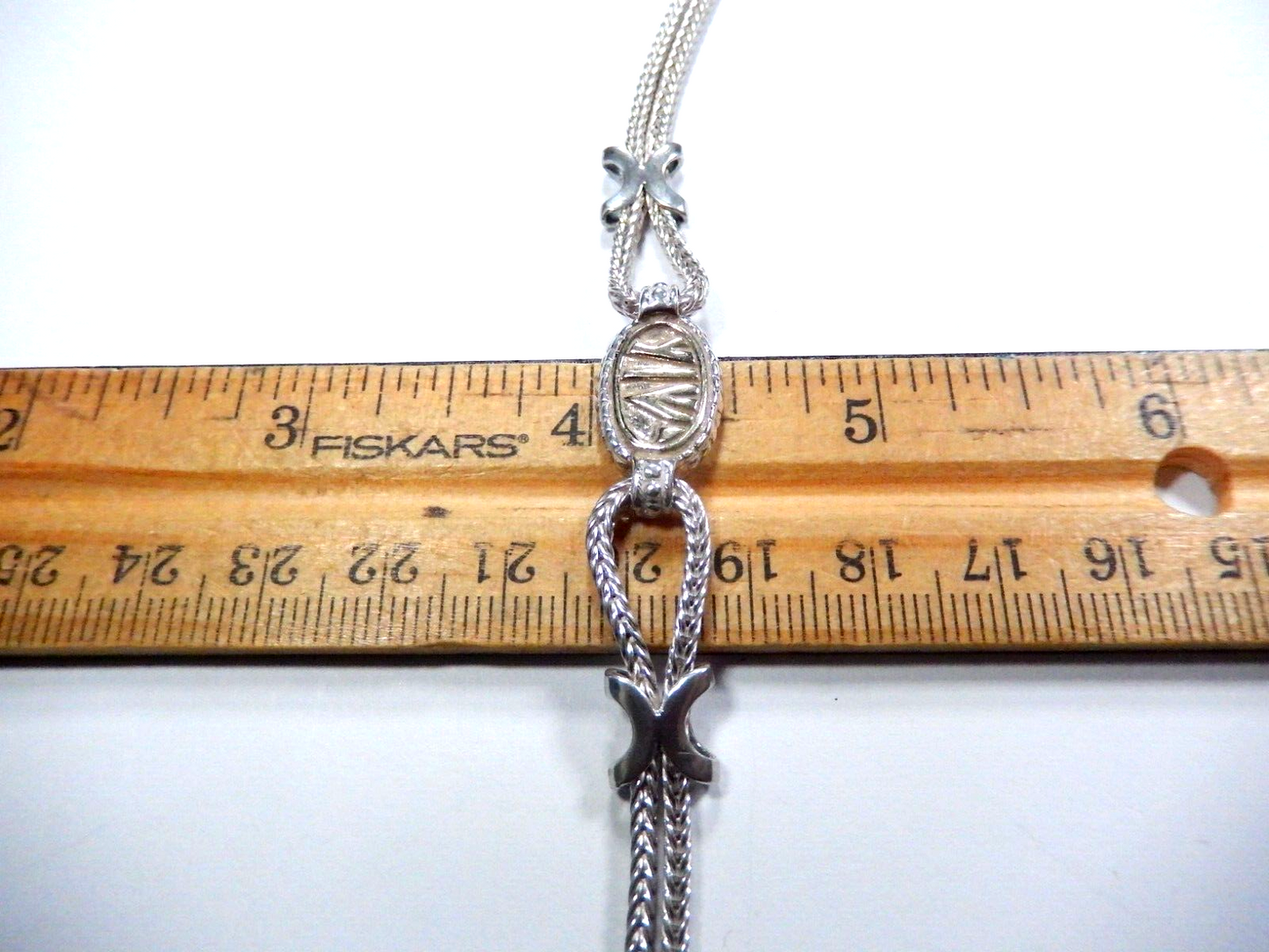 VINTAGE -  14K gold YIW accent w/ sterling silver 925 wheat chain Bracelet 7"