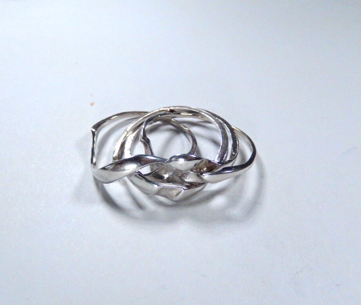 Sterling Silver Four Band Puzzle Ring 4.6 grams - size 7.5