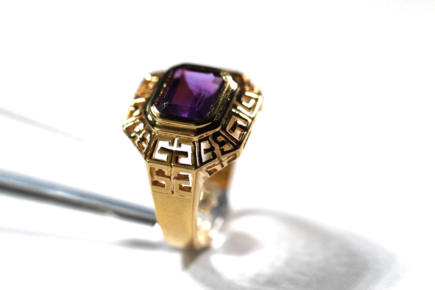 GOLD VERMEIL STERLING AND AMETHYST RING SIZE 6.75