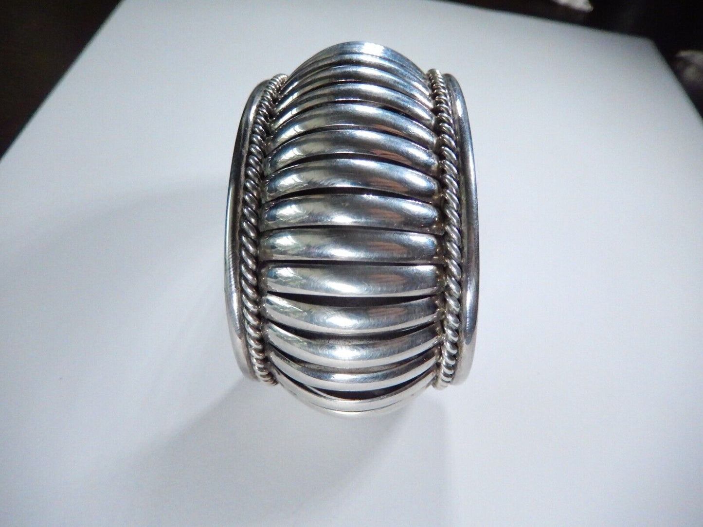 Vintage Native American Navajo PA Sterling Silver Cuff Bracelet Heavy 75grams
