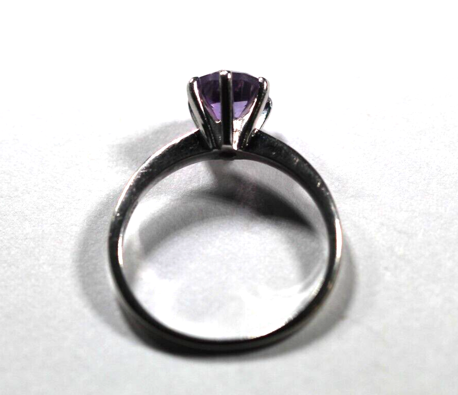 *VINTAGE* Sterling Silver 1.25 CT Round Amethyst Solitaire Ring Size 7.75