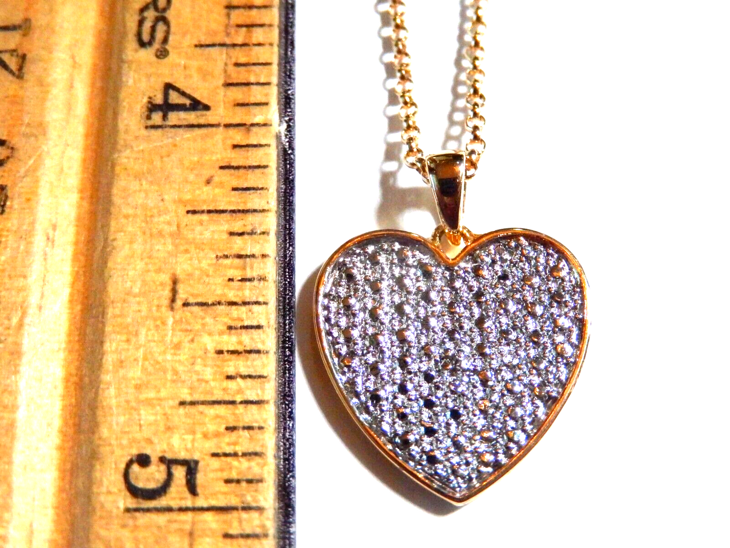 Ross Simons Gold Vermeil 925 Diamond Heart Pendant with 18 Vermeil Chain