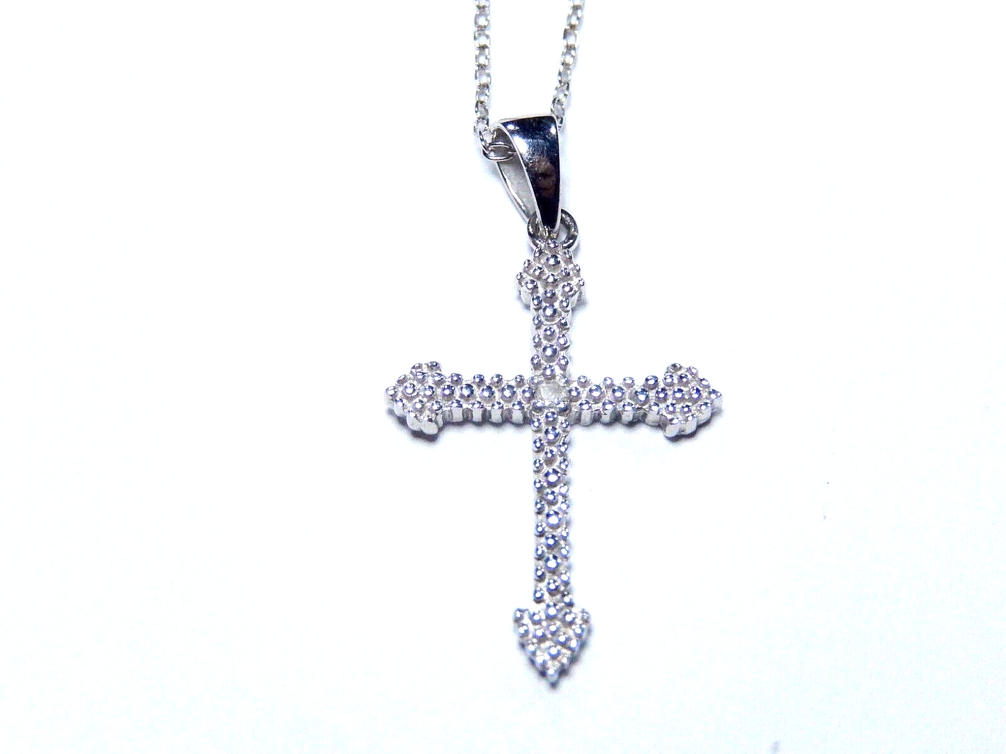 Sterling Silver Diamond Cross Pendant w/18" Sterling Chain