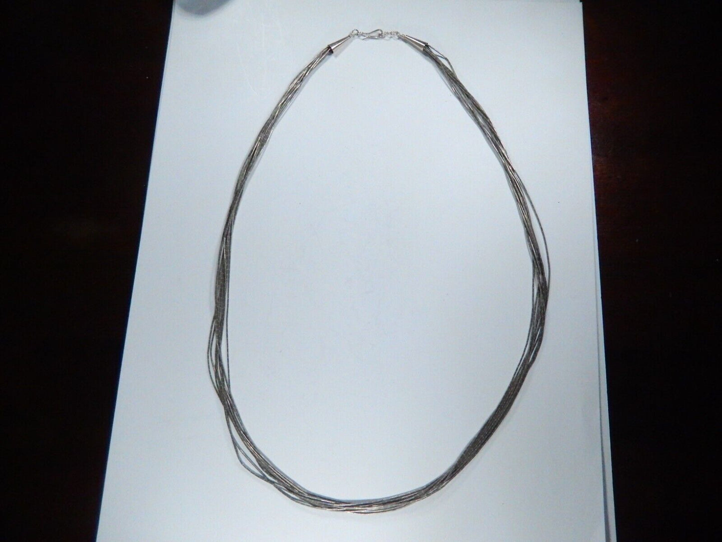 Native American Liquid Silver 10 Strand Layered Necklace 925 Sterling Silver 24"
