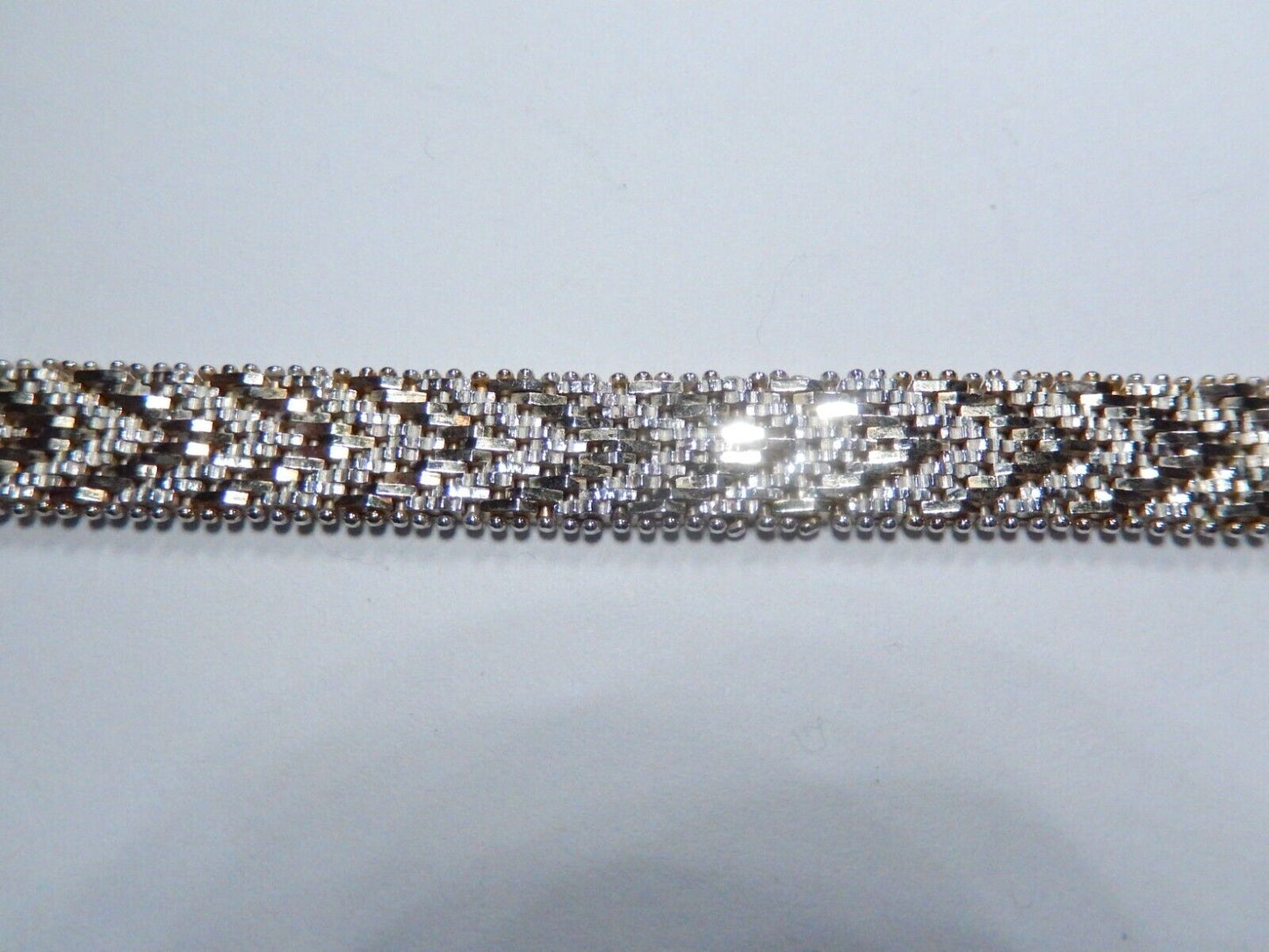 Vintage Italy 925 Thick Heavy 9mm Wide Chevron Mesh Bracelet Sterling Silver-7"