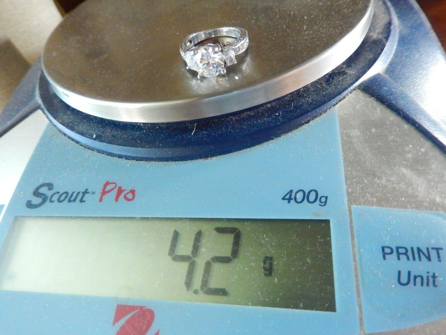 VINTAGE 2.5 TCW Round Cut 3-Stone Wedding Engagement Ring Sterling 925 Size 4.75