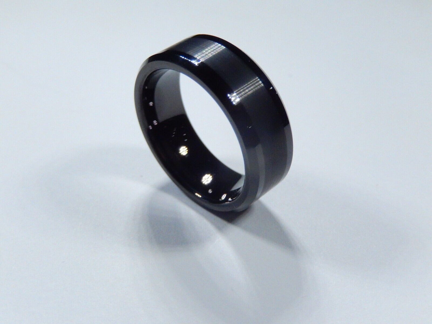 *NEW* 8mm Tungsten Carbide Black Brushed Comfort Fit Wedding Band Sz - 15